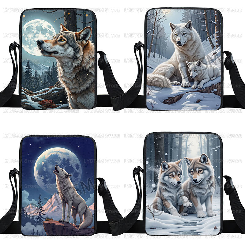Women Bags Rack - Cool Moon and Howling Wolf Print